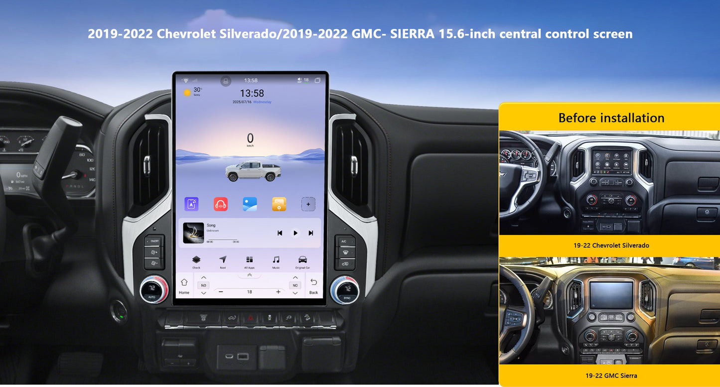 15.6" Android 12/13 Fast boot Horizontal Screen Navi Radio for CHEVY SILVERADO /GMC SIERRA 2020-2023 models